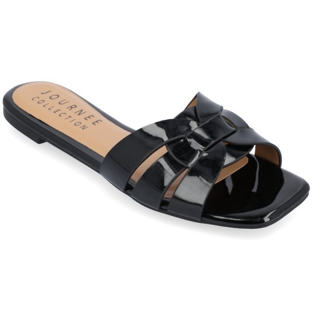 Journee Collection Women’s Arrina Tru Comfort Foam Slip on Slide Flat Sandals